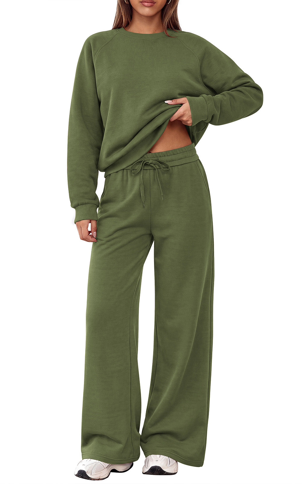 PRETTYGARDEN 2 Piece Lounge Sets Fall Matching Sweatsuits Women Clothing | Loose Crewneck Sweatshirts & Wide Leg Pants Pockets, Casual Sweat Set, Airport Travel Vacation 0utfits, Fashion Tracksuits