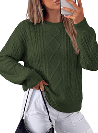 PRETTYGARDEN Womens Cable Knit Sweater Crewneck Pullover | Soft Ribbed Cuffs,Relaxed Fit Long Sleeve Sweaters,Chunky Diamond,Warm Layering,Comfy Daily Wear,Fall Winter Going out Top