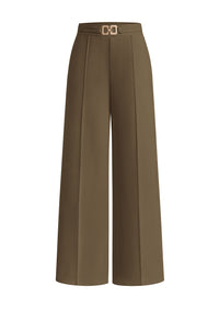 PRETTYGARDEN Women's High Waisted Dressy Casual Pants | Decoration Buckle,Front Seam Trousers with Pockets,Business Casual Outfits,Work Office Slacks,Daily Palazzo Pants All Season