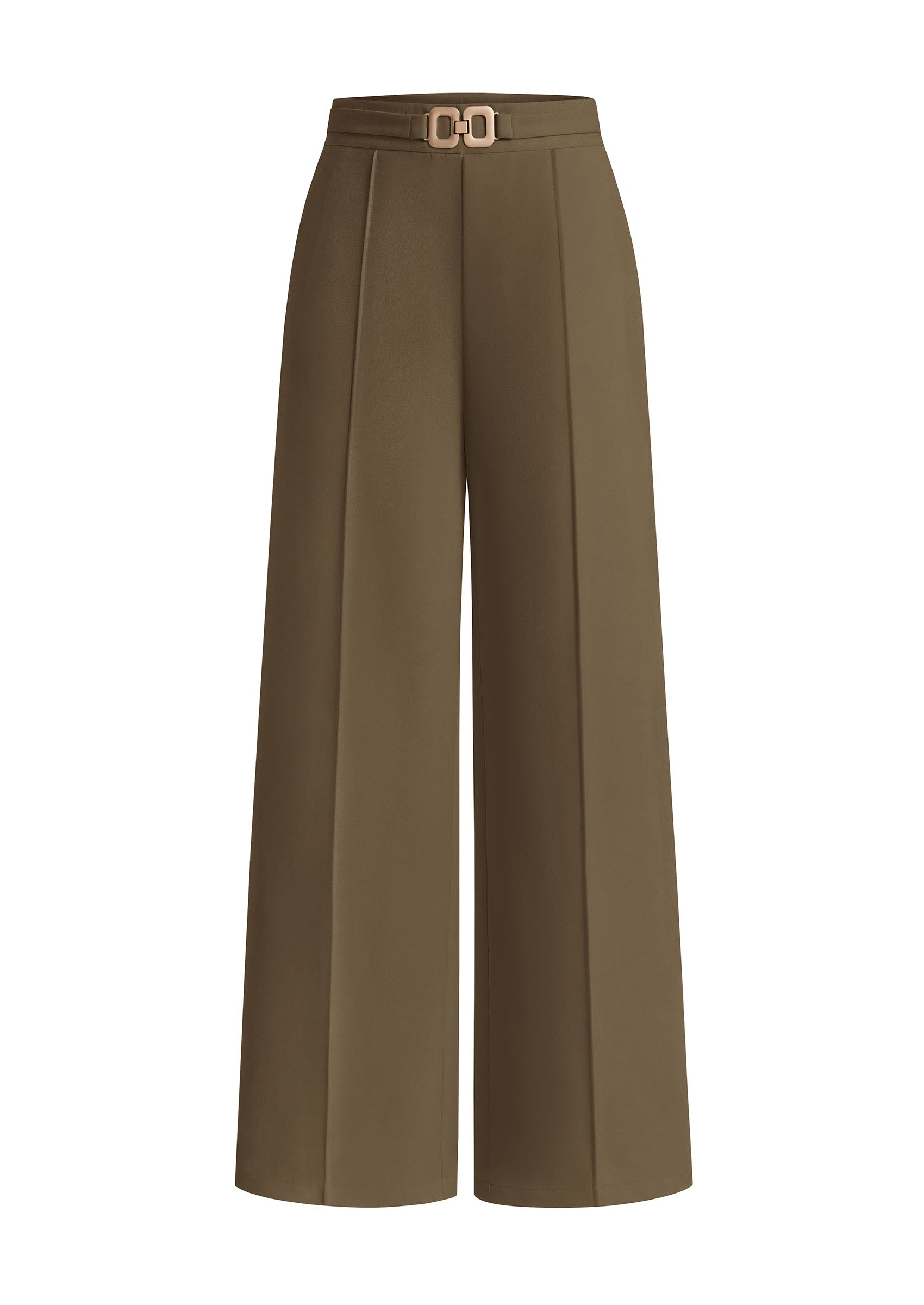 PRETTYGARDEN Women's High Waisted Dressy Casual Pants | Decoration Buckle,Front Seam Trousers with Pockets,Business Casual Outfits,Work Office Slacks,Daily Palazzo Pants All Season