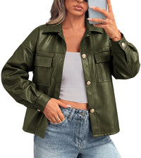 PRETTYGADEN Women's Faux Leather Jacket Fall Fashion Button Down Winter Coats Motorcycle Bomber Jackets Outerwear 2026