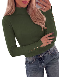PRETTYGARDEN Women Turtleneck Sweaters Fall Long Sleeve Tops | Soft Stretchy Knit, Ribbed Button-Cuff Pullover, Regular Fit Dressy Casual, Work Office Daily Date Outfits, Winter Clothing