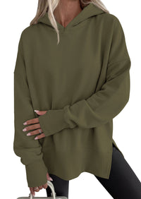 PRETTYGARDEN Womens Oversized Hoodies Side Slit Sweatshirts | Fall Fashion 2026 Trendy Outfits, Thumbholes & Unique Center Seam, Comfort Drop Shoulder Pullover, Chic Tunic for Leggings