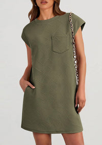 PRETTYGARDEN Women's Summer Short T Shirt Dress Cap Sleeve Crew Neck Casual Loose Basic Mini Dresses