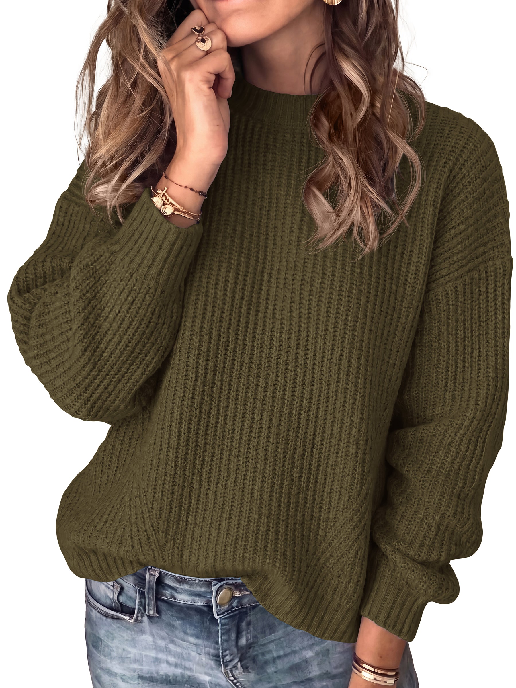 PRETTYGARDEN Women's Crewneck Oversized Sweaters Chunky Knit Long Sleeve Casual Loose Pullover Tops 2026 Trendy Fall Clothes
