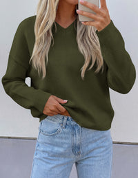 PRETTYGARDEN Women's Fall Fashion V Neck Cozy Sweaters | Soft Stretchy Warm, Chunky Knit Pullover, Loose Fit Long Sleeve Tops, Dressy Casual Blouses,Trendy Holiday Winter Outfits