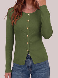 PRETTYGARDEN Long Sleeve Button Front Cardigan Sweaters for Women Fall Tops | Crewneck Ribbed Knit Sweater, Soft Short Cardigans, Business Casual Office Work Tops, Date Night Fashion Clothing Outfits