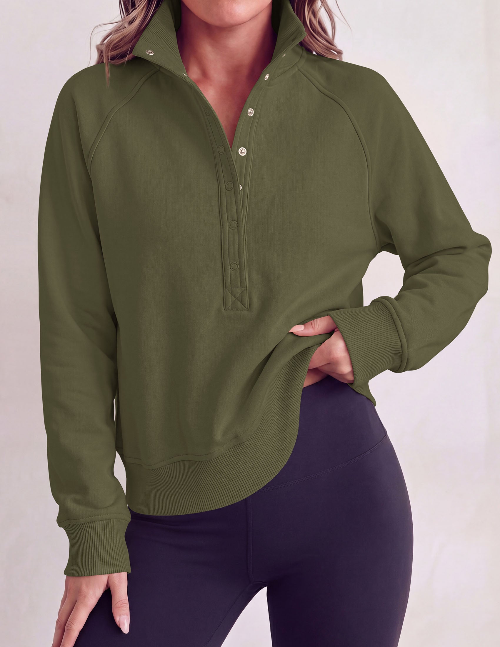 PRETTYGARDEN Women's Fall Trendy Oversized Sweatshirts | Comfy Ribbed Fabric, Raglan Long Sleeve Collared; Button Up Henley Pullover Blouse, Casual Workout Tops, Y2K Fashion Clothing