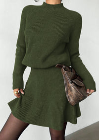 PRETTYGARDEN Women's Fall 2 Piece Outfits Matching Sweater Skirt Sets  Cozy Ribbed Knit, Raglan Long Sleeve, Crewneck Pullover, Elastic Waist A Line, Mini Short Skirts, Holiday Winter Clothing