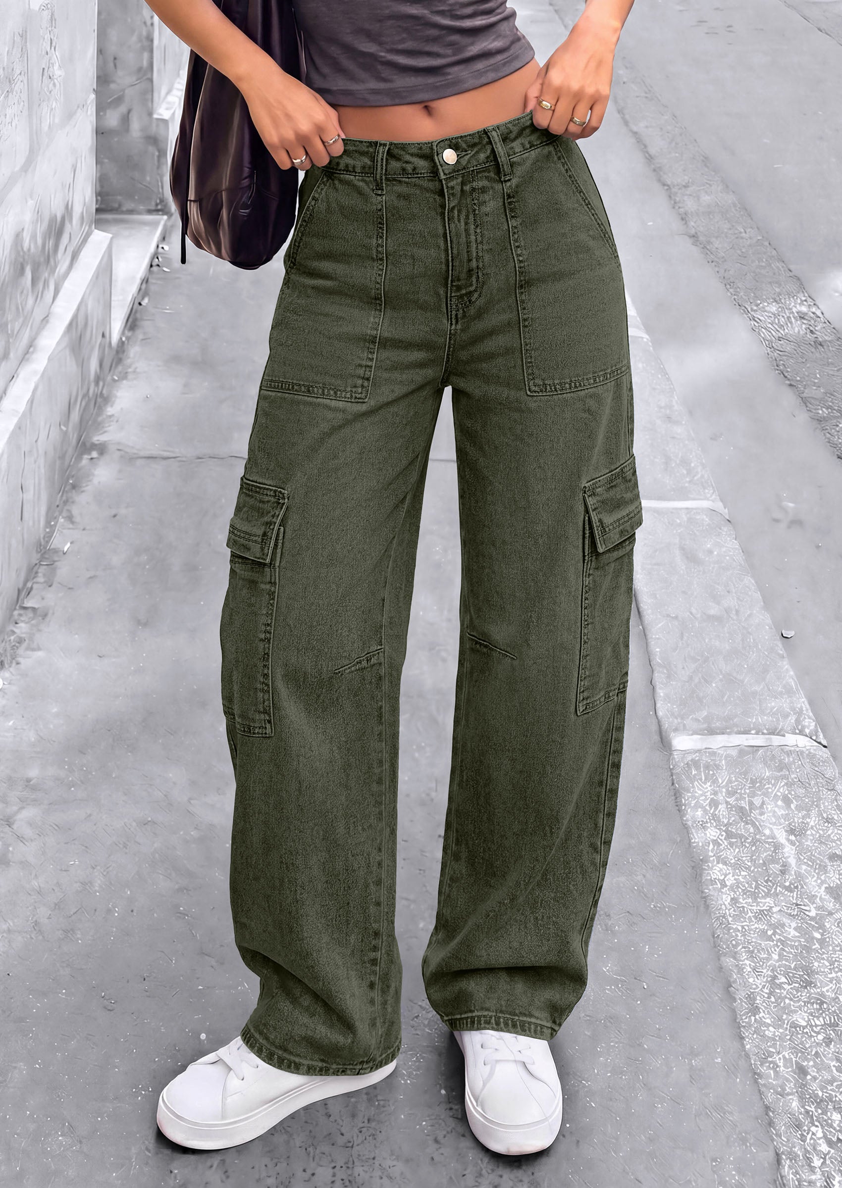 PRETTYGARDEN Barrel Pants Women Wide Leg Baggy Denim Jeans  Relaxed Fit,Utility Pockets,Loose Streetwear,Boyfriend Style,Y2K Outfits,Fashion Cargo Pants,Fall Clothes
