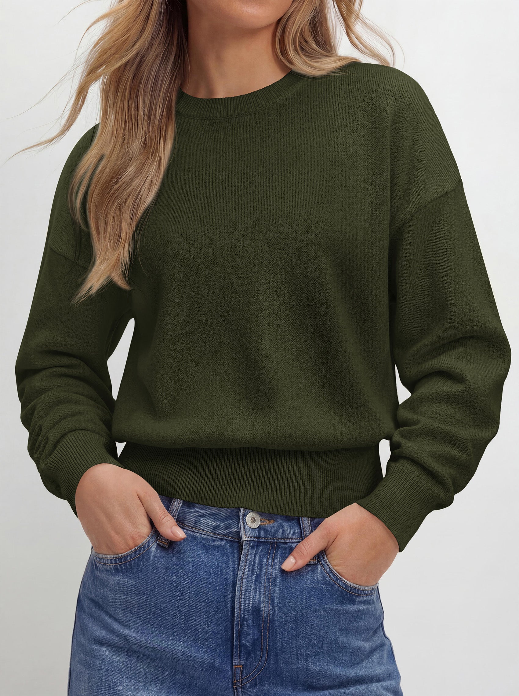 PRETTYGARDEN Womens Crewneck Long Sleeve Fall Sweaters  | Cinched Waist, Loose Fit, Knit Pullover Tops, Ribbed Hem, Basic Work Sweaters, Trendy Fall Outfits, Winter Layering Clothing