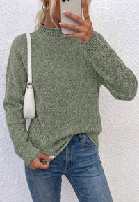 PRETTYGARDEN Womens Sweaters 2026 Mock Neck Ribbed Knit Fall Outfits | Long Sleeve Pullover Tops, Rolled Edge, Loose Fit, Soft Cotton Fabric, Comfy Cozy Sweater, Versatile Casual Cute Clothes