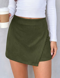 PRETTYGARDEN Fall Mini Skirts for Women 2026 Trendy High Waisted Asymmetrical Knit Suede Skirt Shorts Cute Y2k Outfits