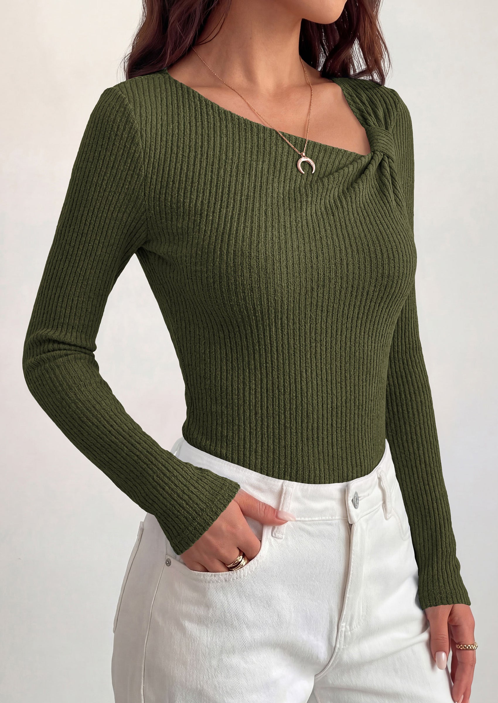 PRETTYGARDEN Womens 2026 Early Fall Fashion Long Sleeve T Shirts Asymmetrical Ribbed Fitted Trendy Going Out Tops Y2K Outfits