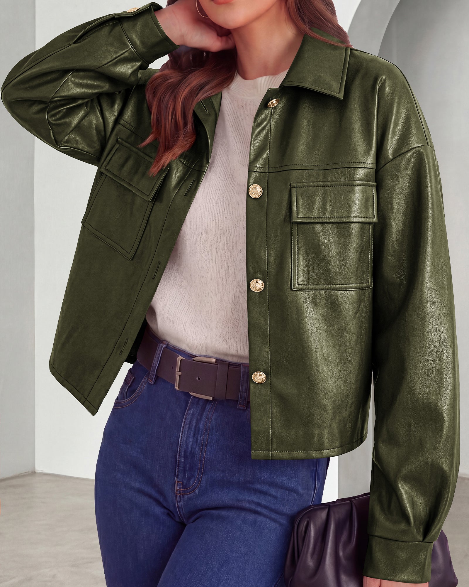 PRETTYGADEN Women's Faux Leather Jacket Fall Fashion Button Down Winter Coats Motorcycle Bomber Jackets Outerwear 2026