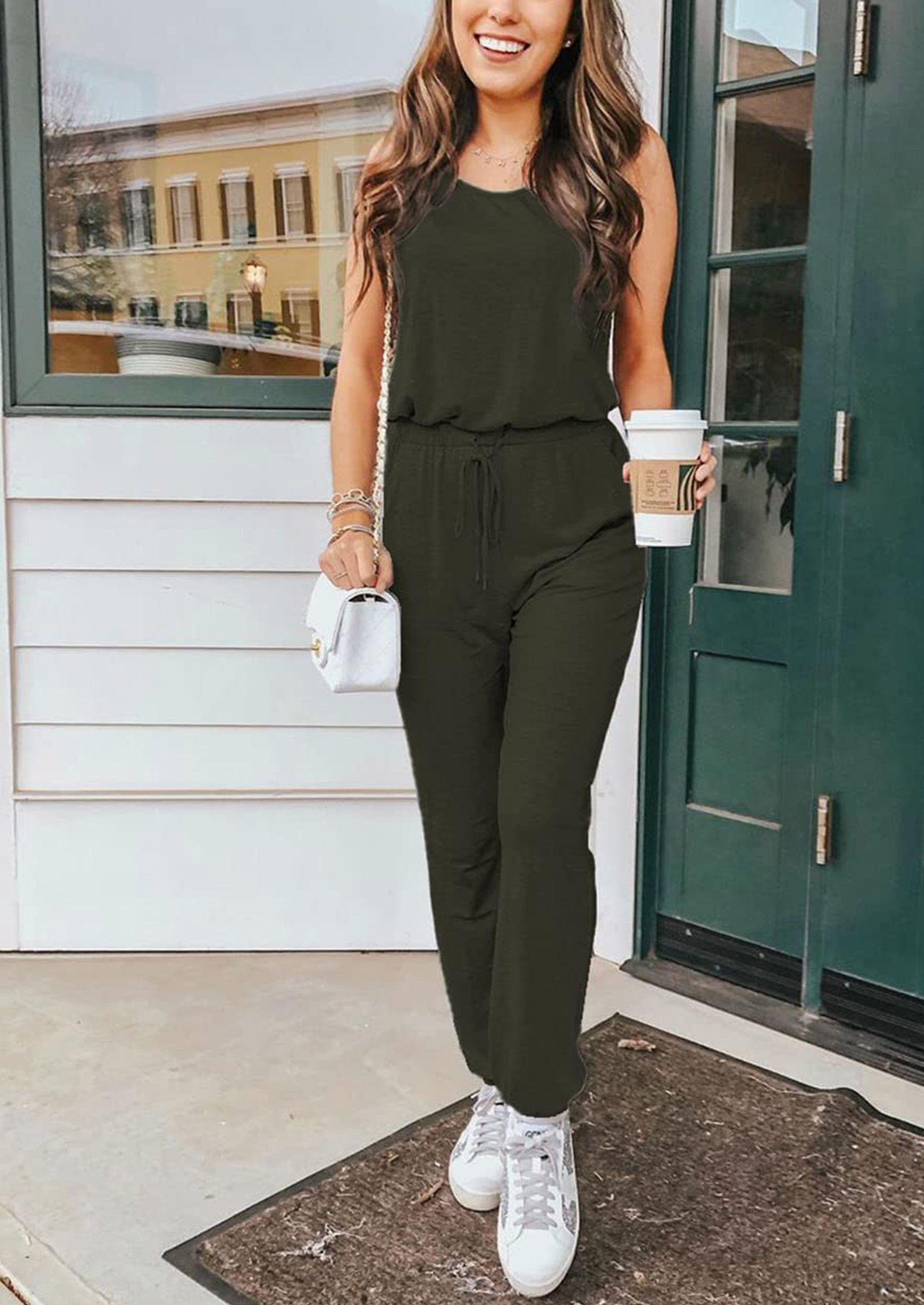 PRETTYGARDEN Two Piece Outfit Sets Casual Sleeveless Crewneck Tops and Sweatpants