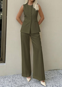 PRETTYGARDEN Women's 2 Piece Sets Summer 2026 Work Clothes Sleeveless Blazer Vest Pants Suits Spring Business Casual Outfits PRETTYGARDEN