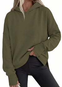 PRETTYGARDEN Womens Oversized Hoodies Side Slit Sweatshirts | Fall Fashion 2026 Trendy Outfits, Thumbholes & Unique Center Seam, Comfort Drop Shoulder Pullover, Chic Tunic for Leggings