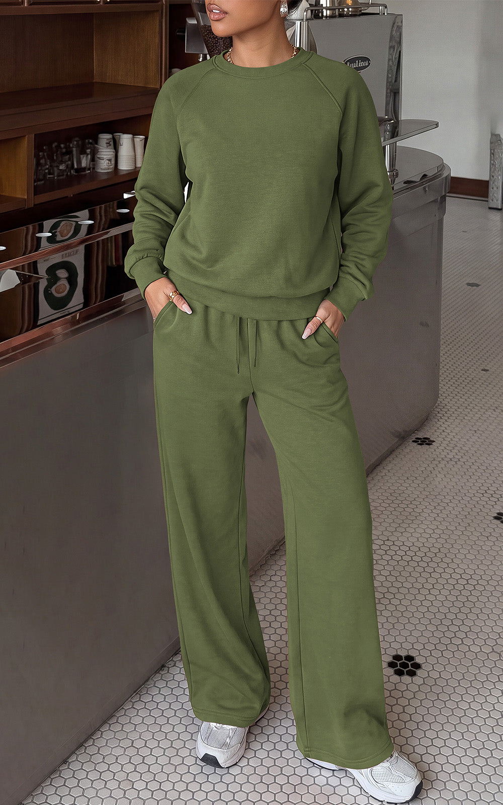 PRETTYGARDEN 2 Piece Lounge Sets Fall Matching Sweatsuits Women Clothing | Loose Crewneck Sweatshirts & Wide Leg Pants Pockets, Casual Sweat Set, Airport Travel Vacation 0utfits, Fashion Tracksuits