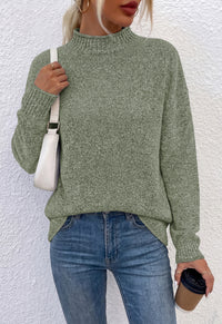 PRETTYGARDEN Womens Sweaters 2026 Mock Neck Ribbed Knit Fall Outfits | Long Sleeve Pullover Tops, Rolled Edge, Loose Fit, Soft Cotton Fabric, Comfy Cozy Sweater, Versatile Casual Cute Clothes