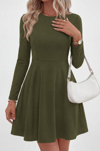 PRETTYGARDEN Women Basic Long Sleeve Crewneck Mini Dress