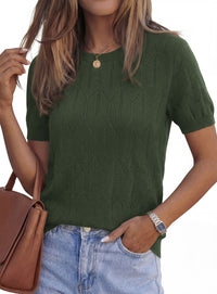 PRETTYGARDEN Women's 2026 Spring Short Sleeve Sweater Knit Going Out Tops Work Shirts Trendy Summer Business Casual Outfits