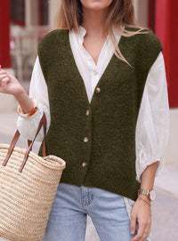 PRETTYGARDEN Womens Fall Sleeveless Button Down Sweater Vest  Soft Knit Fabric, Fashion Deep V Neck, Casual Loose Fit Sweater, Going Out Outfits, 2026 Trendy Winter Clothes