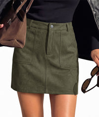 PRETTYGARDEN Womens Suede Mini Skirts with Shorts Underneath | High Waist Bodycon Short Pencil Skirt, Dressy Casual Skort with Pockets, Above the Knee, Fall Outfits Winter Fashion Clohting