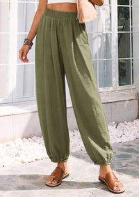 PRETTYGARDEN Womens 2026 Summer Casual Pants High Waisted Loose Wide Leg Palazzo Pockets Lounge Beach Travel Trousers Outfits
