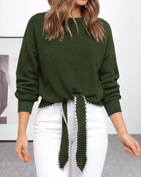 PRETTYGARDEN Casual Long Sleeve Strappy Sweaters for Women