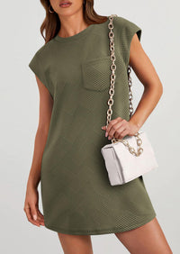 PRETTYGARDEN Women's Summer Short T Shirt Dress Cap Sleeve Crew Neck Casual Loose Basic Mini Dresses