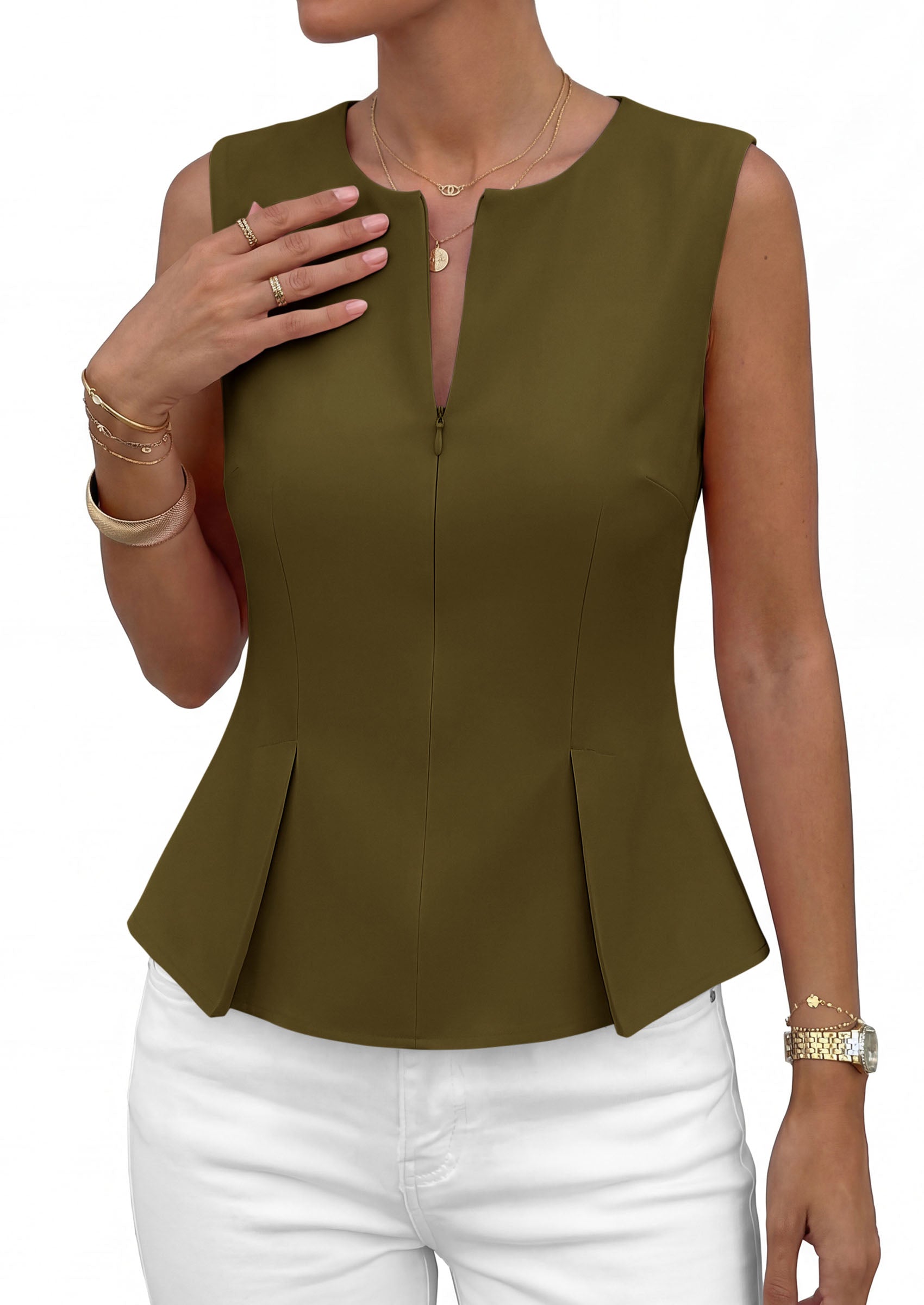 PRETTYGARDEN Women's 2026 Summer Vest Tops Business Casual Going Out Outfits Sleeveless Zip Up Dressy Tank Top Suit Waistcoat PRETTYGARDEN