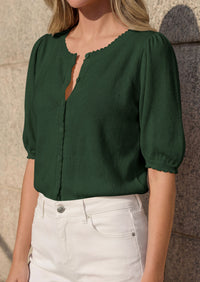 PRETTYGARDEN Puff Short Sleeve Cardigans for Women Lightweight 2026 Summer Shirts Button Up Knit Sweater Tops Spring Clothes PRETTYGARDEN