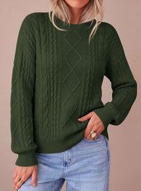 PRETTYGARDEN Womens Cable Knit Sweater Crewneck Pullover | Soft Ribbed Cuffs,Relaxed Fit Long Sleeve Sweaters,Chunky Diamond,Warm Layering,Comfy Daily Wear,Fall Winter Going out Top