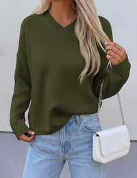 PRETTYGARDEN Women's Fall Fashion V Neck Cozy Sweaters | Soft Stretchy Warm, Chunky Knit Pullover, Loose Fit Long Sleeve Tops, Dressy Casual Blouses,Trendy Holiday Winter Outfits