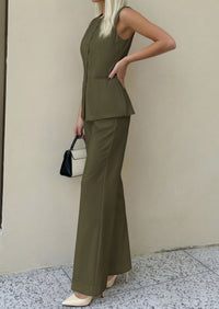 PRETTYGARDEN Women's 2 Piece Sets Summer 2026 Work Clothes Sleeveless Blazer Vest Pants Suits Spring Business Casual Outfits PRETTYGARDEN