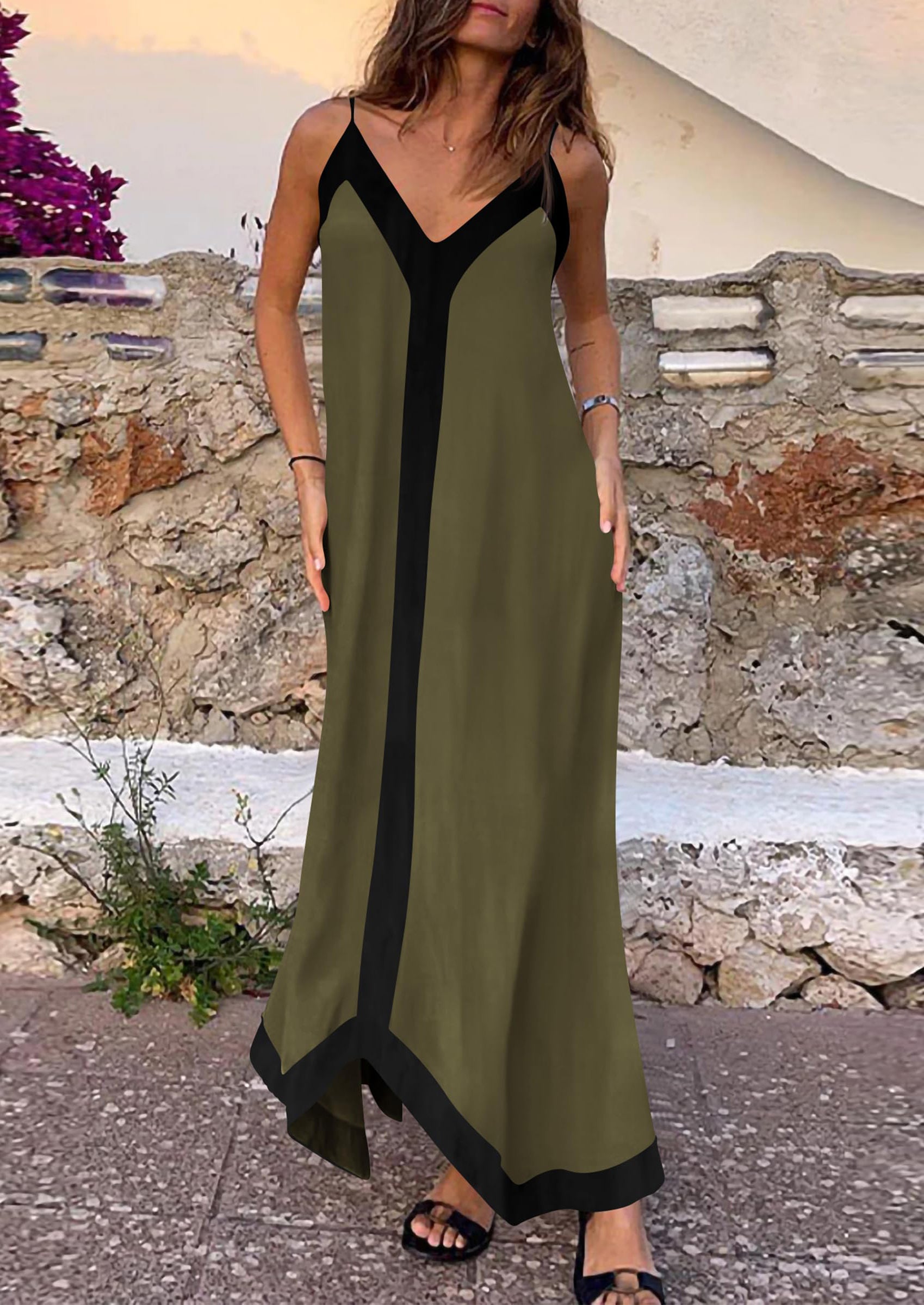 PRETTYGARDEN Women's Flowy Maxi Dress Summer Sleeveless V Neck Spaghetti Strap Elegant Wedding Party Dresses