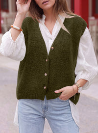 PRETTYGARDEN Womens Fall Sleeveless Button Down Sweater Vest  Soft Knit Fabric, Fashion Deep V Neck, Casual Loose Fit Sweater, Going Out Outfits, 2026 Trendy Winter Clothes