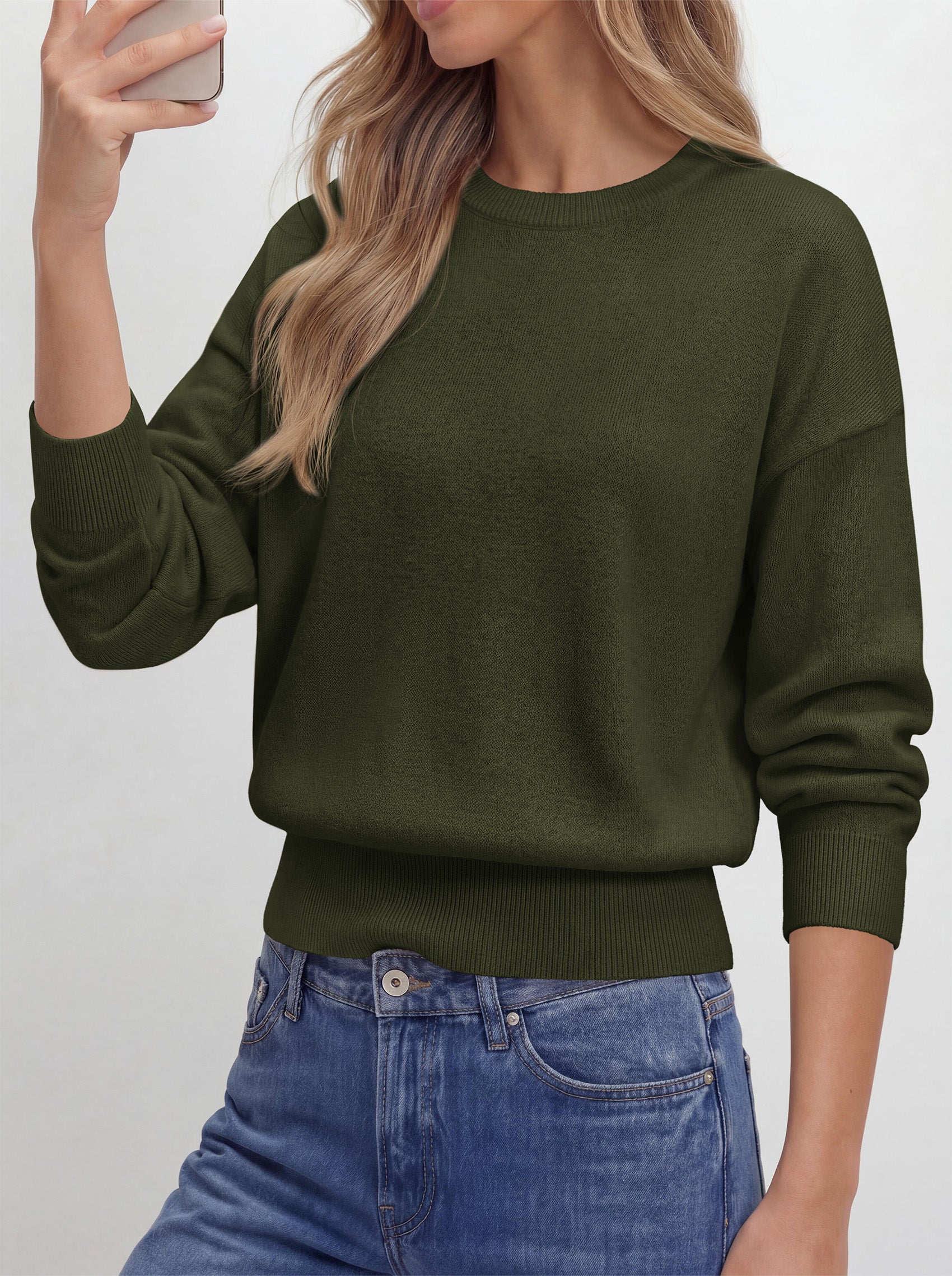 PRETTYGARDEN Womens Crewneck Long Sleeve Fall Sweaters  | Cinched Waist, Loose Fit, Knit Pullover Tops, Ribbed Hem, Basic Work Sweaters, Trendy Fall Outfits, Winter Layering Clothing