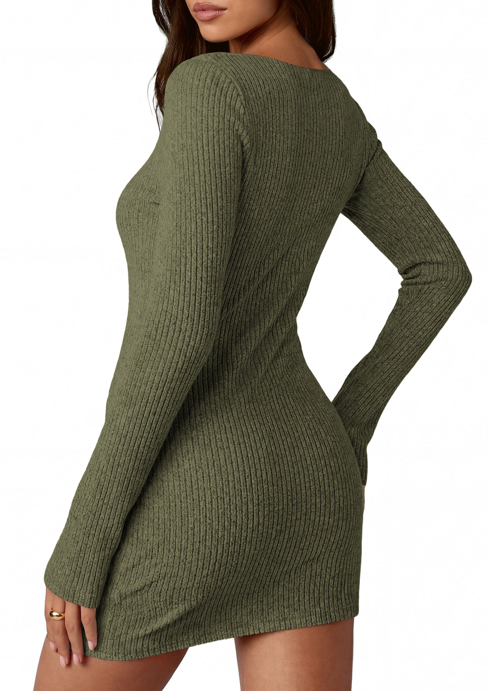 PRETTYGARDEN Womens Fall Bell Long Sleeve Mini Dress 2026 Casual Boat Neck Ribbed Bodycon Short Party Cocktail Dresses