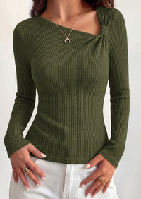 PRETTYGARDEN Womens 2026 Early Fall Fashion Long Sleeve T Shirts Asymmetrical Ribbed Fitted Trendy Going Out Tops Y2K Outfits
