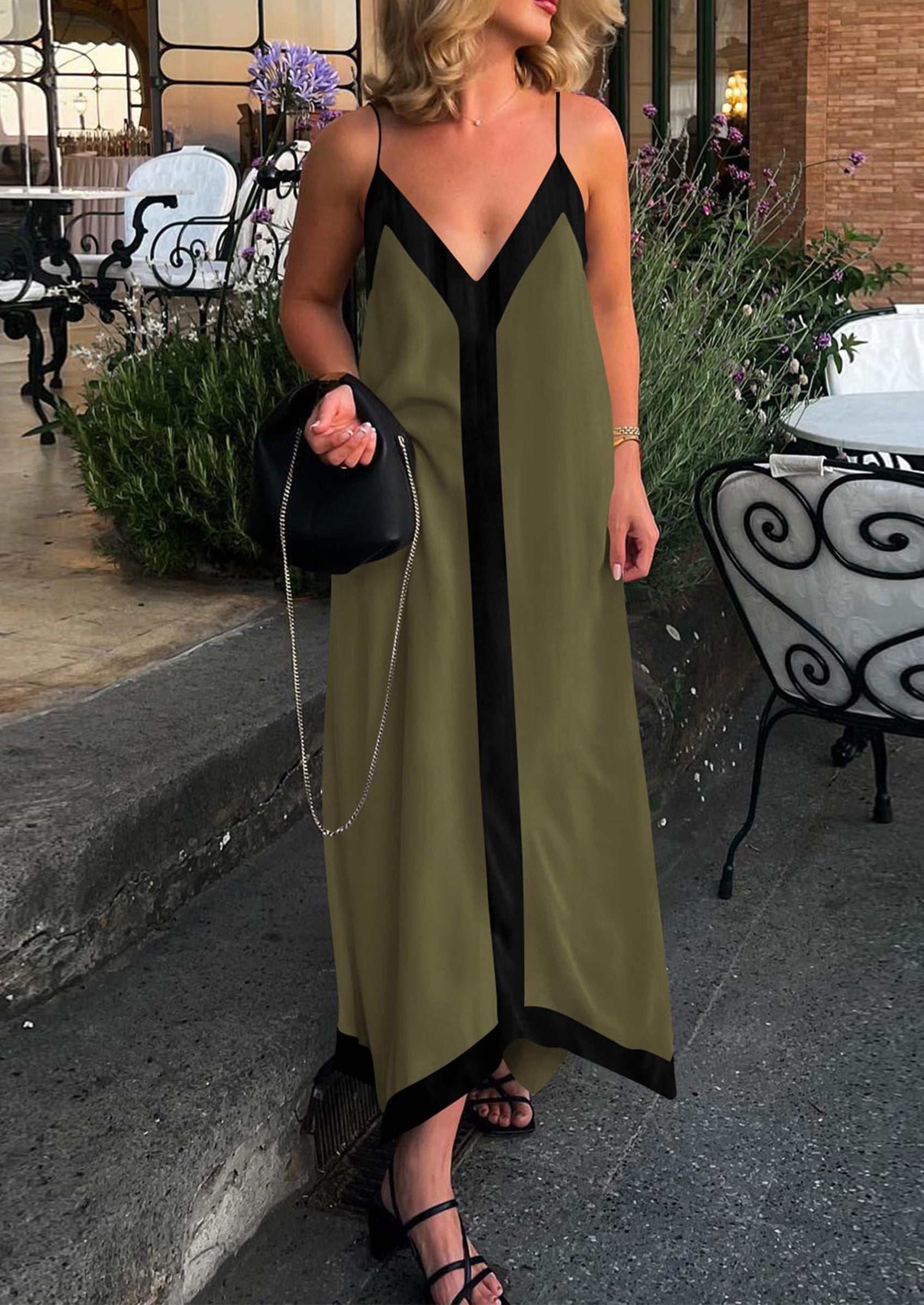 PRETTYGARDEN Women's Flowy Maxi Dress Summer Sleeveless V Neck Spaghetti Strap Elegant Wedding Party Dresses