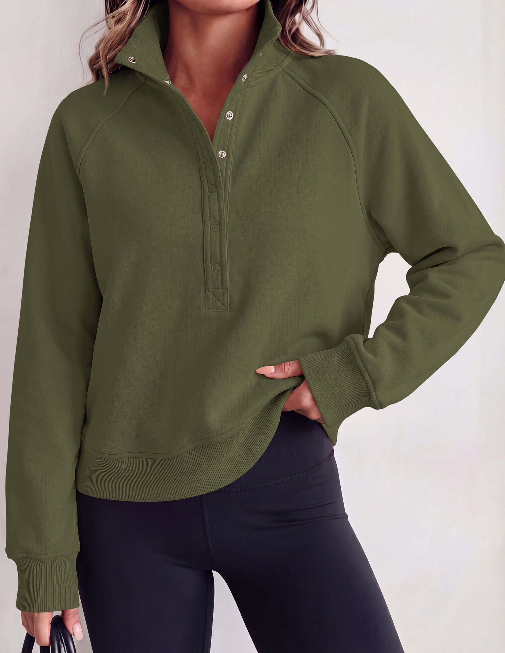 PRETTYGARDEN Women's Fall Trendy Oversized Sweatshirts | Comfy Ribbed Fabric, Raglan Long Sleeve Collared; Button Up Henley Pullover Blouse, Casual Workout Tops, Y2K Fashion Clothing