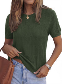 PRETTYGARDEN Women's 2026 Spring Short Sleeve Sweater Knit Going Out Tops Work Shirts Trendy Summer Business Casual Outfits