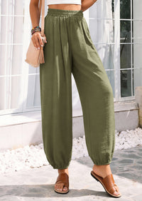 PRETTYGARDEN Womens 2026 Summer Casual Pants High Waisted Loose Wide Leg Palazzo Pockets Lounge Beach Travel Trousers Outfits