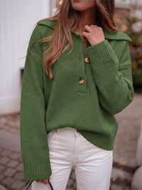 PRETTYGARDEN Womens Fall Long Sleeve Sweaters Button up V Neck Polo Shirts | Quarter Button Collared Tops, Ribbed Knit Comfy Shirts, Relaxed Fit Sweater Tops, Casual Fall Outfits for Women 2026