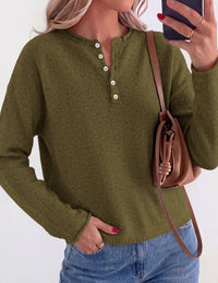 PRETTYGARDEN Women's Fall Button Up Cozy Pullover Sweaters | Stretchy Soft Knit, Drop Shoulder Long Sleeve Tops, Henley Crewneck Rolled Edge, Dressy Casual Blouses, Trendy Winter Clothes