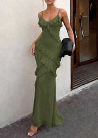 PRETTYGARDEN Women 2026 Wedding Guest Cocktail Maxi Dress Spaghetti Strap Sleeveless V Neck Bodycon Mesh Party Summer Outfits