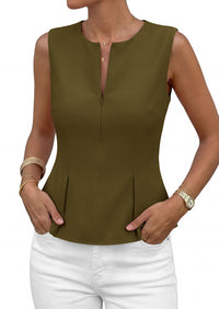 PRETTYGARDEN Women's 2026 Summer Vest Tops Business Casual Going Out Outfits Sleeveless Zip Up Dressy Tank Top Suit Waistcoat PRETTYGARDEN