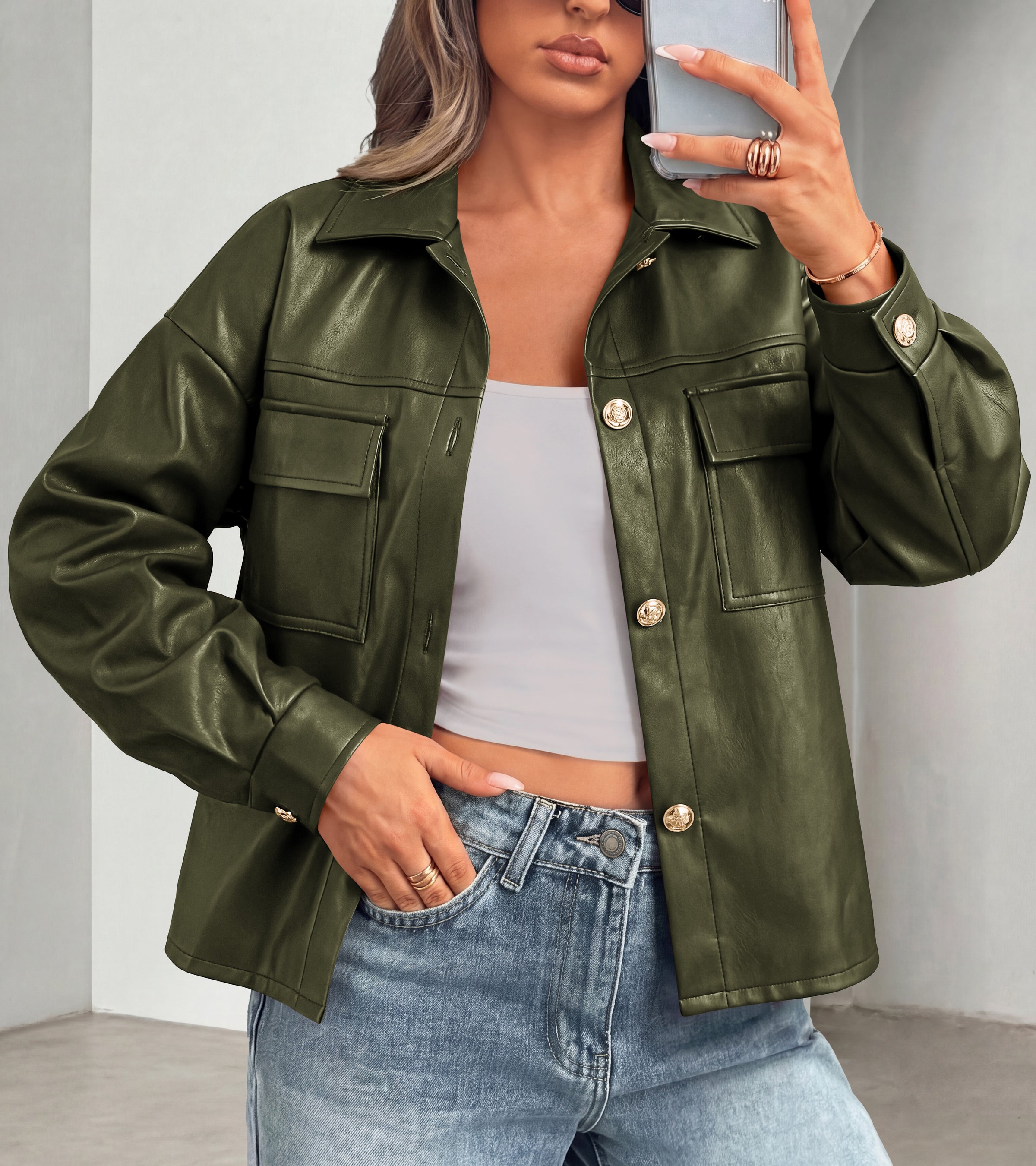 PRETTYGADEN Women's Faux Leather Jacket Fall Fashion Button Down Winter Coats Motorcycle Bomber Jackets Outerwear 2026